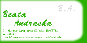 beata andraska business card